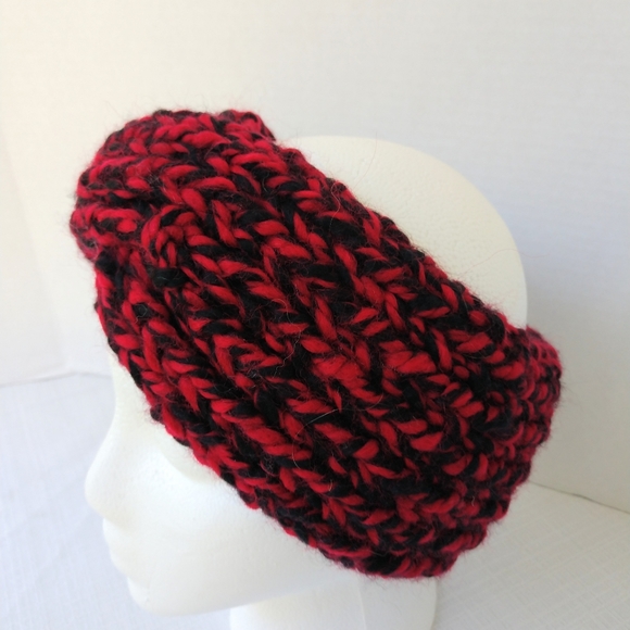 Headband Earwarmer Turban Crossover Knit UGA Handmade Knit Bulky Top Knot - Picture 5 of 7